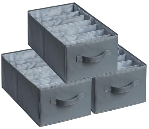 Augfox 3er Schubladen Organizer - Premium Organizer Schublade, Kleiderschrank Organizer, Ideal als Schrank Organizer Kleiderschrank (Dunkelgrau, 45x25x18cm)