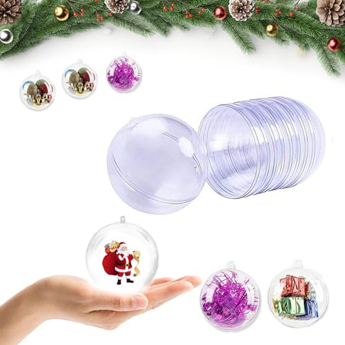 10 Pezzi Palla di Natale Trasparente, Palla di Riempimento Dell'ornamento, Palla di Vuota Trasparente, Sfera Decorativa di Plastica, Palline Albero Natale, per Festival Festa Decorazione (4cm)