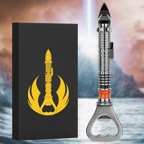 LKKCHER DESIGN 2-in-1 Dark Silver Bottle Opener and Manual Can Punch Opener, Birthday Gifts Christmas Gifts Beer Gifts for Men Father Him, Souvenir Present for Science Fiction Movies Fans