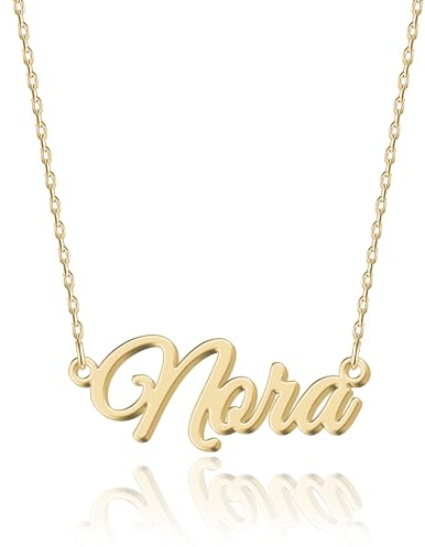 UMAGICBOX Personalisierte 18K Gold Namenskette für junge Damen Nora - Edelstahl-Anhänger als Geschenk