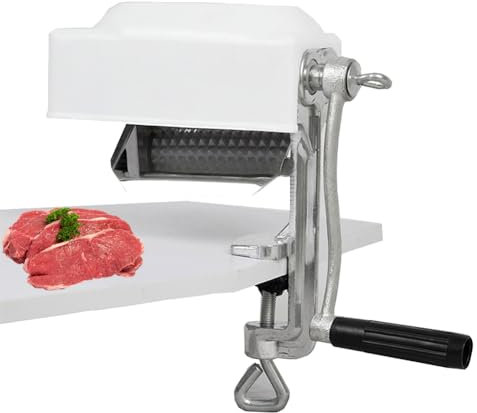 QUTBAG Manual Rolling Meat Tenderizer Machine, Hand Crank Meat Tenderizer Attachment, Commercial Aluminum Tenderizer Tool for Home Kitchen Restaurant School