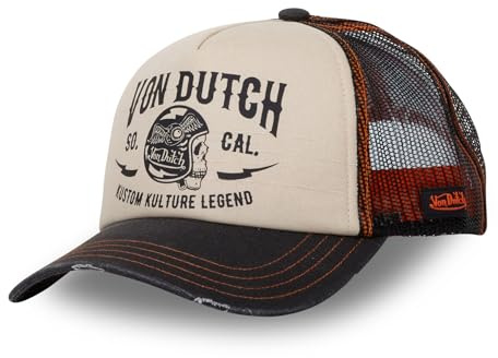 Von Dutch Casquette Homme & Femme Crew, Casquette Trucker Ajustable avec Snapback, Beige Taille TU