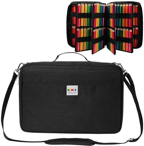 JAKAGO Federmäppchen mit großer Kapazität für 480 Buntstifte,Wasserdicht Stifttasche Schreibwaren Organizer für Malstifte Künstler Pinsel Fineliner Textmarker Geschenk für Kunststudenten（Schwarz）