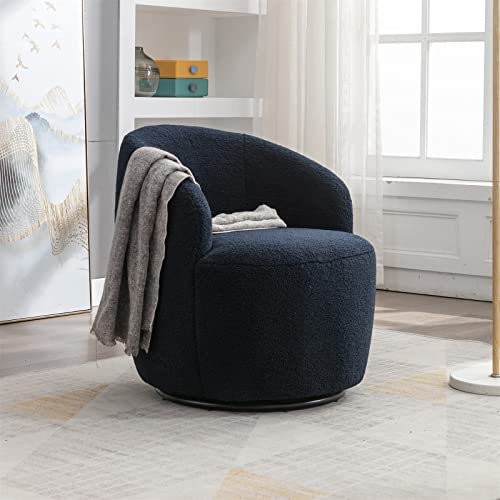 Eleganter Luxus Stuhl, moderner multifunktionaler Drehsessel mit gepolsterter Rückenlehne und Metallfuß, ideal für Wohnzimmer, Schlafzimmer, Café(Color:blau)