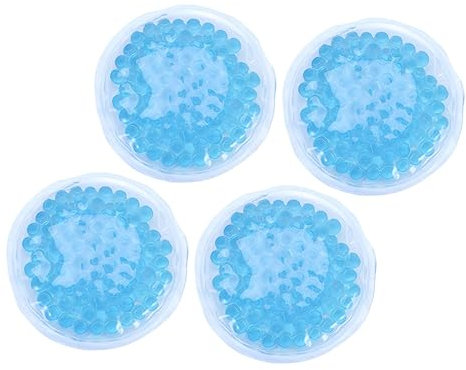 KOMBIUDA 4 Stück Packung 8cm Runde Gel Kompresse mit Wärme und Kältetherapie Wiederverwendbarer Kühlakku aus Umweltfreundlichem Gel Physiotherapie zur Schmerzlinderung und Brustpflege Blau