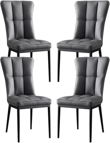 TS TAC-SKY Satz Von 4, Moderne PU-Leder Hohe Zurück Gepolstert Weichen Sitz Mit Kohlenstoffstahl Beine Für Haus Kommerzielle Restaurants Esszimmer Stuhl Küche Esszimmer Stühle(Dark Gray)