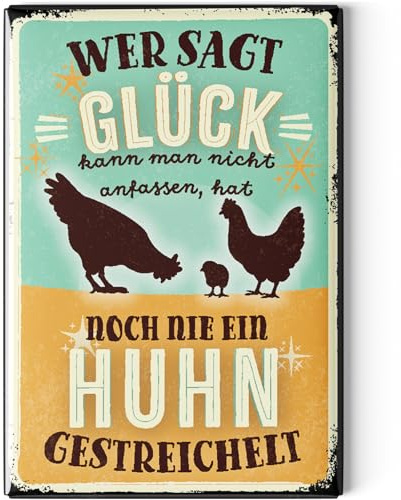LANOLU Kühlschrankmagnete lustig - Huhn streicheln Glück - Geschenke für Hühnerbesitzer - lustige Magnete mit Sprüchen und witzigen Motiven 8x5,5cm