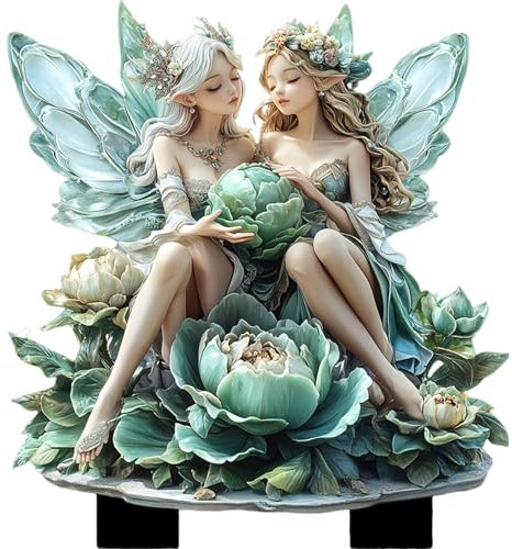 Fatine da giardino, fatine piatte per giardino fatato, statuette di gnomi da giardino, accessori, recinzione ornamento per scrivania o giardino fatato