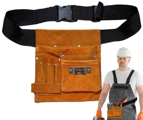 Borsa porta attrezzi, grande cintura per attrezzi con tasche multiple, cintura regolabile per attrezzi da giardino, cintura multiuso in pelle artificiale con supporto per martello, per donne e uomini