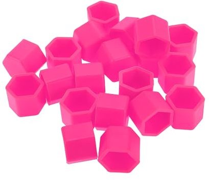 Partuto 20 Pcs Wheel Lug Nut Bolt Rims Tire Nut Screws Dust Cap Cover Nut Protection Silicone Fluorescent Pink 2.2x19x20.2mm