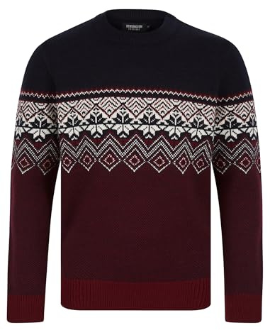 Kensington Eastside Men's Nordic Fair Isle Style Knitted Crew Neck Jumper