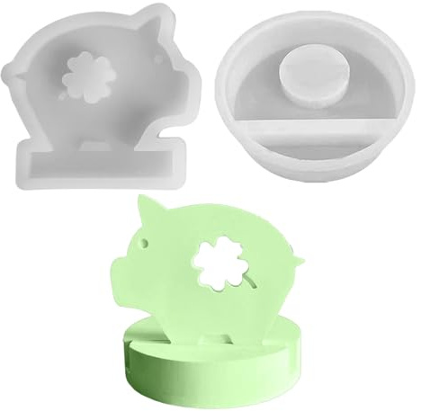 Silikonform Schwein Kleeblatt,Silikonformen Gießformen Schwein,Silikonform Glücksschwein Kerzenhalter mit Sockel,Gießform Schweinchen Gipsformen zum Gießen Frühling Giessformen Silikon für Handwerk