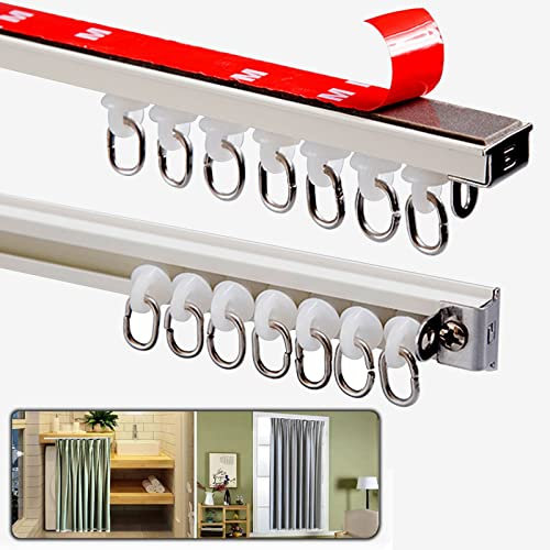 Selbstklebendes Aluminium-Schienensystem für Raumteiler, Schlafzimmer, Wohnzimmer, Küche, Badezimmer, stumme Schiene, Deckenmontage, 1,5 m