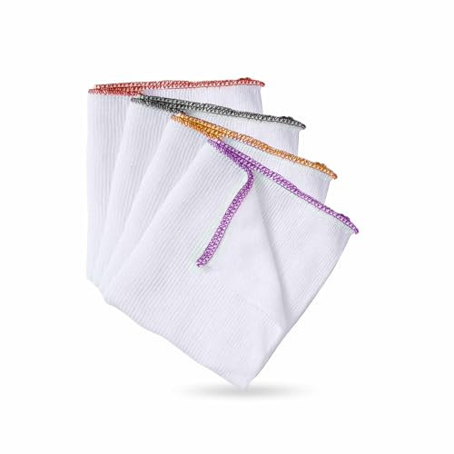 Dish Cloths Cotton Terry Kitchen Cloths Super Soft Ultra Absorbent Heavy Duty Washing Up Cleaner Cloth Multipurpose Dish Cleaning Duster Glass Window Kitchen Supplies Home Accessory White 35x28cm(3pk)