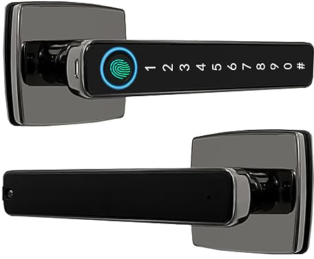Serrure Connectée Poignée Empreinte Intelligente, Serrure de Porte électronique Poignée de Porte a Code avec Lecteur Empreinte Digitale, pour Maison Appartement Bureau
