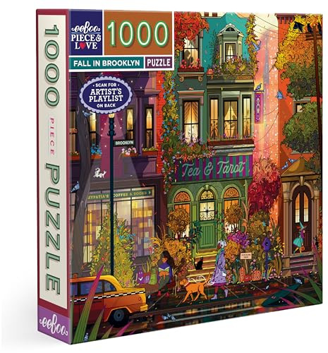 Eeboo - Puzzle 1000 Pièces Automne à Brooklyn - Puzzle Adulte 1000 Pièces en Carton - Dimensions 58.5 cm x 58.5 cm, Teintes Chaudes Automnales (Warm Autumn Shades)