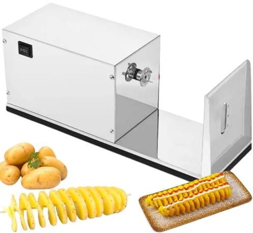 Cortador de papas eléctrico en espiral, cortador de papas eléctrico tipo tornado, para papas fritas en espiral, papas fritas rizadas y perritos calientes en espiral, cortador de papas en espiral de