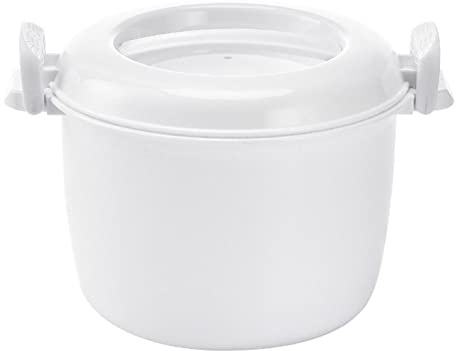 EKsma Olla arrocera for microondas, multifunción, aislante, for fiambreras, utensilios de cocina for microondas, herméticos, for arroz, verduras y guisos.(White)