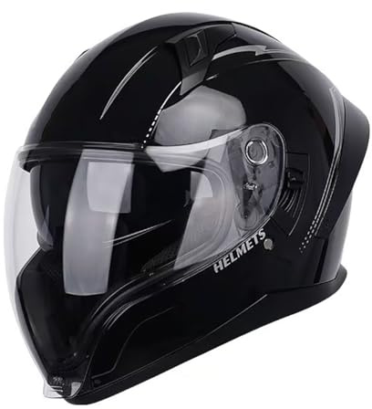 ZLHYQA Casque de Moto Sport Tendance, Casque intégral Rabattable antibuée à Double visière pour Adultes avec Coque légère pour Hommes et Femmes, cyclomoteur, Dirt BMX Cruiser, homologué E