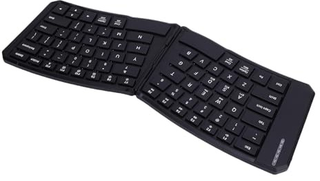 WOHPNLE Wireless Keyboard, Folding Split Ergonomic Keyboard Quiet Slick Keystrokes Bluetooth Keyboards with PU Leather Case for Windows Computer Desktop Laptop
