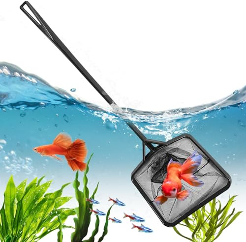 Kustimantu Aquarium Kescher - Leichtes Feines Fangnetz - Bequemer Griff Zum Fangen Von Und Kleinfischen