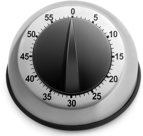Kitchen Timer for Cooking, Chef Cooking Magnetic Timer - No Batteries Required - Loud Alarm, Mechanical Desk Manual Timers - Magnetic Clock Backing, Countdown Reminder - Stainless Steel Body