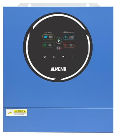 ANJ 5000W Hybrid Wechselrichter 48V 230V Pure Sine Wave, Integriertes WLAN, 2 AC-Ausgänge, 100A MPPT Solar Laderegler, PV 60-500Vdc, Off-Grid Inverter für Lithium (LiFePO4) & Blei-Batterien, Notstrom