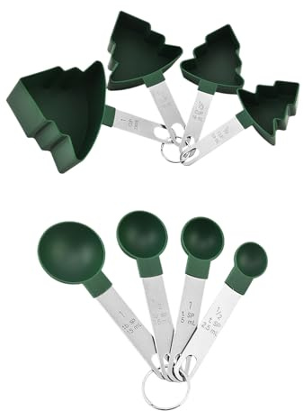 baabeash Juego De Tazas Y Cucharas Medidoras Para Repostería, Juego De Cucharadas Medidoras Apilables Con Mango De Acero Inoxidable, Set De Utensilios De Cocina Para Medir Líquidos Y Sólidos Con