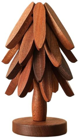 Dessous De Plat en Bois - Pliable sous-Verres en Forme d'arbre - Arbre Tapis De Casserole Chaude Protection D'isolation Thermique Stockage Flexible, pour Plats Chauds, Bols À Soupe Chaude Et Théières