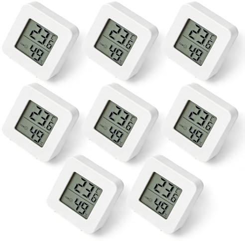 BAIFULAI 6 termometri igrometro: misuratore di umidità digitale con indicatore Smiley Gauge, termometro igrometro ad alta precisione per interni per serra, soggiorno, camera anziana (bianco)