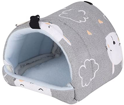 RASTKY Slitstark 14x12 Cm Hängmatta för Husdjur Små Djur - Perfekta Råttor, Hamstrar, Ekorrar och Papegojor - Bedårande Grådesign, Robust och Mångsidig Svängande eller Hängande i Burar (Grå kanin)