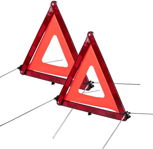 Lescars Warndreieck Auto: 2er-Set Kfz-Warndreieck, Notfalldreieck, reflektierend, klappbar, rot (Metallfüße, Faltbare Notfalldreiecke für Pkw, Roller)