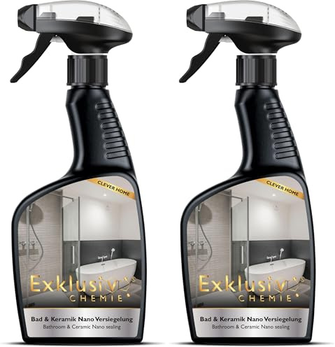 Exklusiv Chemie 2x Bad & Keramik Nanoversiegelung | Glasversiegelung | Badversiegelung mit Lotuseffekt | Abperleffekt & Oberflächenversiegelung | 500 ml (Packung mit 2)
