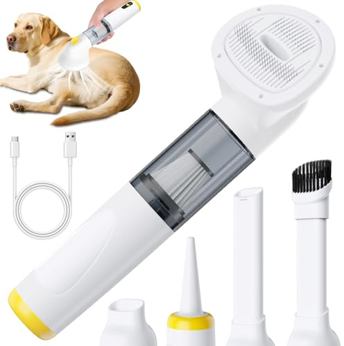 2025 New Cordless Dog Vacuum Groomer Kit,Cordless Rechargeable Dog Hoover for Hair,Handheld mini Pet Vacuum Cleaner,4200Pa Pet Grooming Hoover with Comb Hair,Suitable for All Types of Cats and Dogs