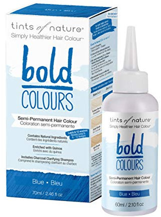 Tints of Nature Blue Bold Colour Semi-Permanent Hair Dye Strengthening and Hydrating - Single Pack