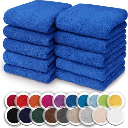 NatureMark 10er Set Frottee Waschlappen – 100% Baumwolle, weich & saugfähig – 30×30 cm, Royal Blau