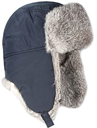 ITALYSHOP24COM OBC Herren Kaninchen MÜTZE PELZMÜTZE Fellmütze Wintermütze Fliegermütze Uschanka Polarmütze Trappermütze Aviator Bomber
