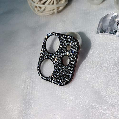GSRYPC Confezione da 2 coperture protettive glitterate per obiettivo della fotocamera, compatibili con iPhone 11, in metallo, con strass (nero)