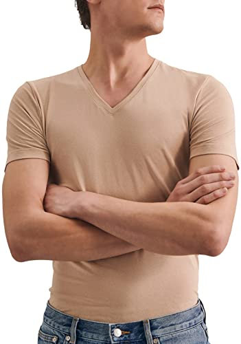 Seidensticker Herren Kurzarm Mit V-ausschnitt T-Shirt, Nude, M EU