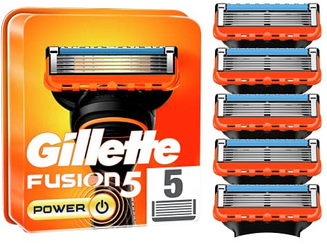 Gillette Fusion5 Power Ersatzklingen für Rasierer, Entworfen mit Anti-Reibungs-Klingen für bis zu 20 Rasieren pro Ersatz, 5 Stück