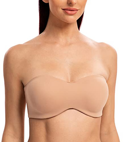 MELENECA Women's Strapless Minimizer Multiway for Large Bust Unlined Seemless Underwire Bandeau Bra Cappuccino 38G