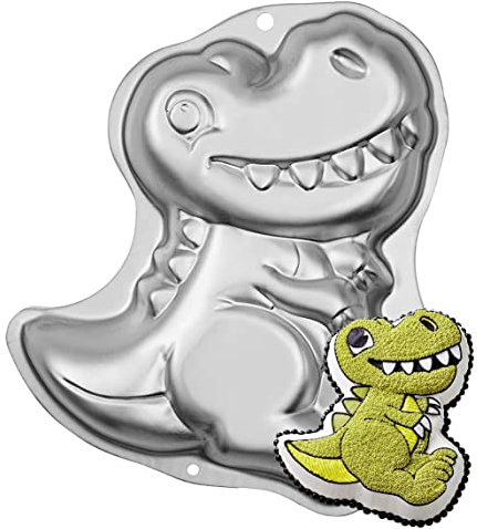 WahYikHo 3D Kuchenform Dinosaurier, Silber, für unvergessliche Kindergeburtstage, lustige Motivkuchen und kreative Backideen