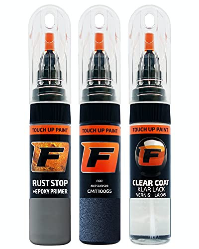 FIRANTO Lackstift Autolack Reparaturset für Mitsubishi CMT10065 Deep Blue - 3-in-1 Autolack Kratzer Reparaturstift 15ml Grundierung, Klarlack