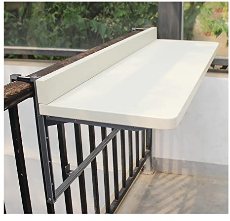HDZNDH Balkontisch Klappbar, Balkongeländer Wetterfest, Outdoor Tisch, 5-Fach verstellbare Tischplattenhöhe, Balkon Möbel, für Balkon, Garten (Color : White, Size : 120 * 40cm)