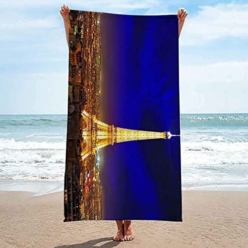 Badetuch 70x150 cm 3D Paris, Microfaser Handtücher, Strandlaken Handtuch, Schnell Trocknen Strandhandtuch Herren Frauen Badetücher, Strandtuch, Strandtücher