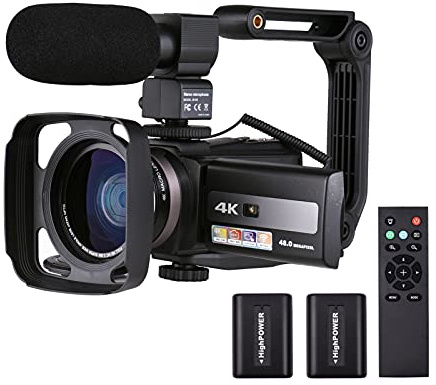 Andoer 4K 60FPS Caméra vidéo numérique Ultra HD Caméscope DV 48MP Zoom 16X Écran Tactile LCD Rotatif de 3 Pouces Partage WiFi Vision Nocturne IR Détection de Mouvement Anti-tremblement