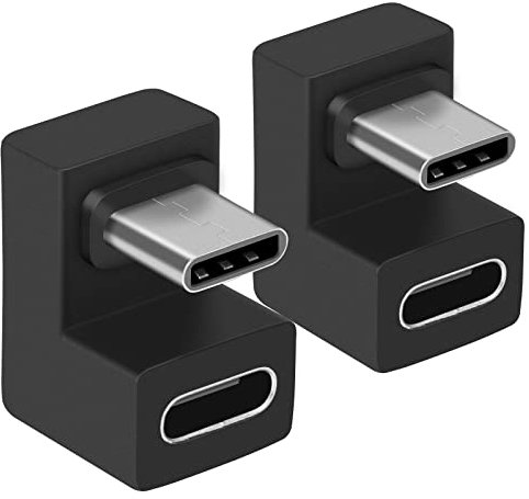 180 graders USB C-vinklad adapter, USB C 3.1 hane till hona, vinklad adapter typ C dataöverföringskontakt, kompatibel med Samsung, MacBook och mer