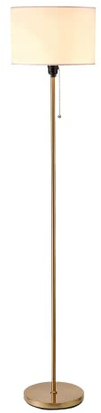 O’Bright Ted - Drum Shade Standing Lamp, Pull Chain Switch, E26 Socket, Modern Minimalist Design, Simple Floor Lamp for Living Room, Bedroom, Office, Antique Brass
