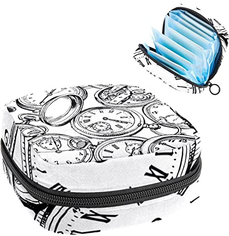 Damen-Servietten-Aufbewahrungstasche, Menstruationstassen-Tasche, Tampon-Tasche, Perioden-Pads-Halter, Organizer für Frauen und Mädchen, Retro-Schwarz