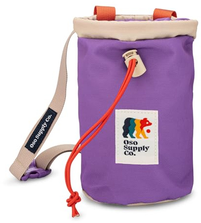 Oso Supply Co - Chalk Bag for Rock Climbing, Bouldering Chalk Bag Bucket with Quick-Clip Belt, Zippered Pockets and Pouch - Perfect Indoor/Outdoor Rock Climbing Gear Equipment (Lavender)